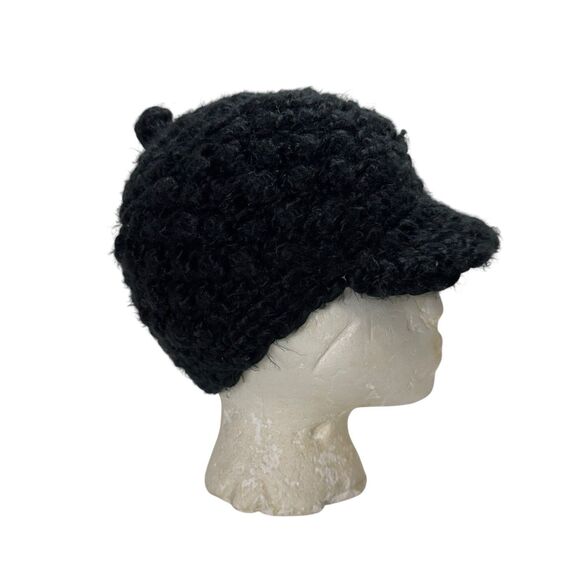 DC Shoes Jora Hat Chunky Crochet Brim Beanie Retro Skater Boho Indie Newsboy Cap - Picture 4 of 6